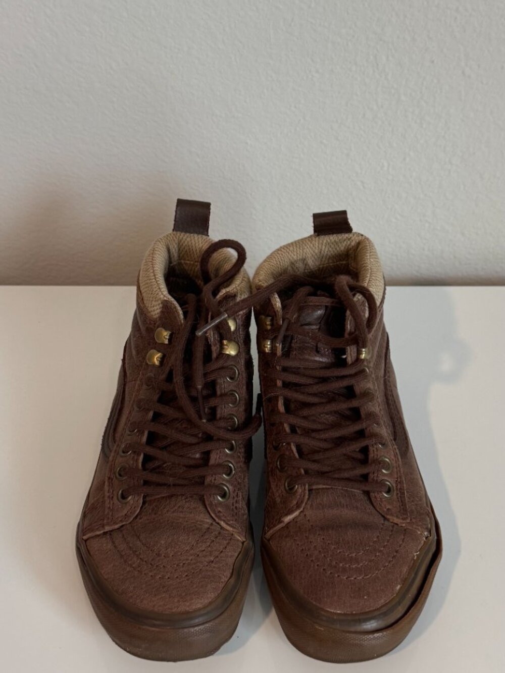 Vans Sk8-Hi MTE Brown Leather Herringbone High Tops W 5.5 M 4 - Picture 5 of 7